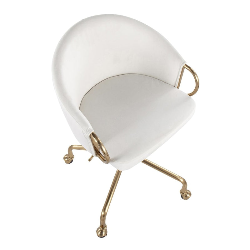 LumiSource Claire Task Chair | Glam Gold Metal & Cream Velvet | Home Office & Vanity Desk Chair | 27 x 27 x 29 in | Model OC-CLAIREAUVCR