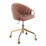 LumiSource Claire Task Chair in Gold Metal/Blush Velvet - OC-CLAIREAUVPK