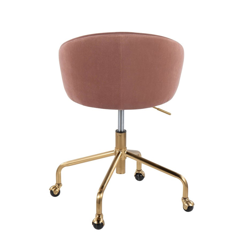 LumiSource Claire Task Chair in Gold Metal/Blush Velvet