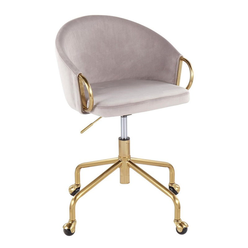 LumiSource Claire Task Chair in Gold Metal/Silver Velvet - OC-CLAIREAUVSV