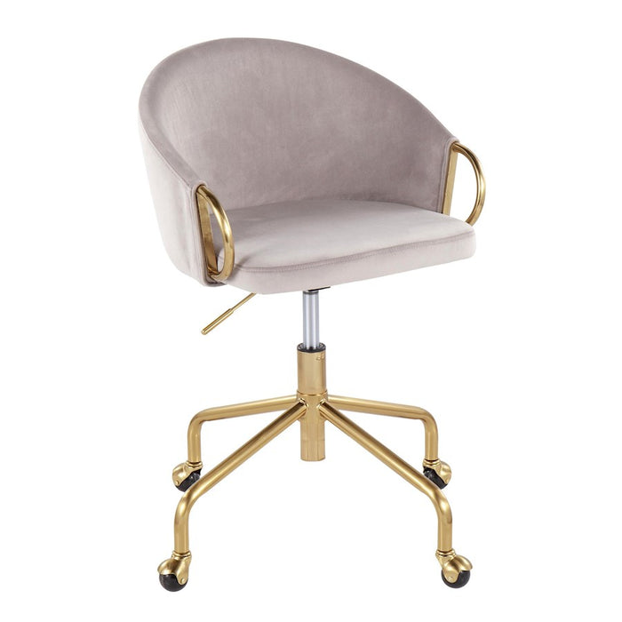LumiSource Claire Task Chair in Gold Metal/Silver Velvet - OC-CLAIREAUVSV