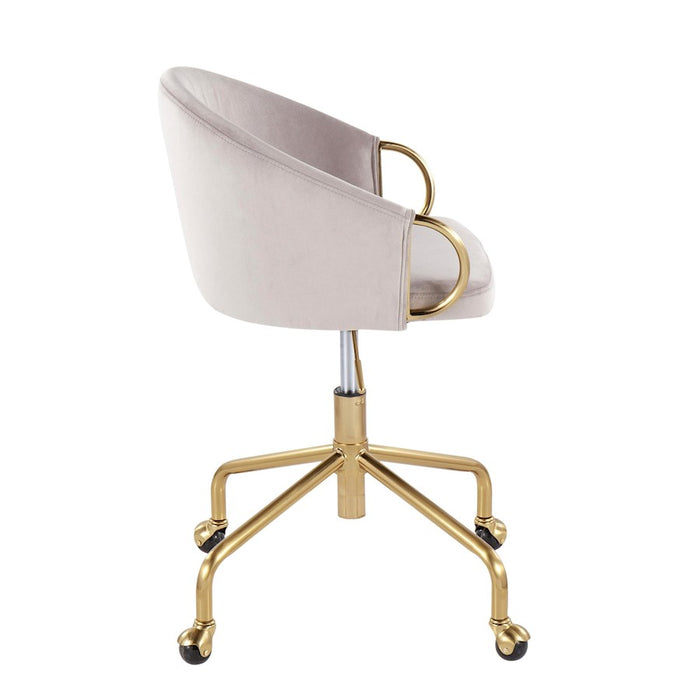 LumiSource Claire Task Chair in Gold Metal/Silver Velvet