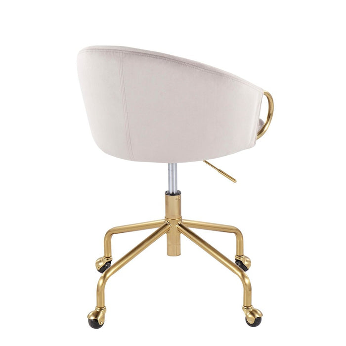 LumiSource Claire Task Chair in Gold Metal/Silver Velvet