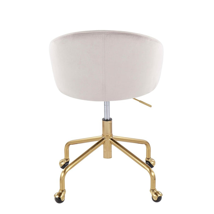 LumiSource Claire Task Chair in Gold Metal/Silver Velvet