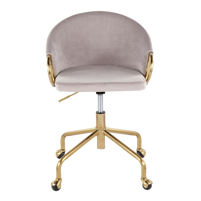 LumiSource Claire Task Chair in Gold Metal/Silver Velvet