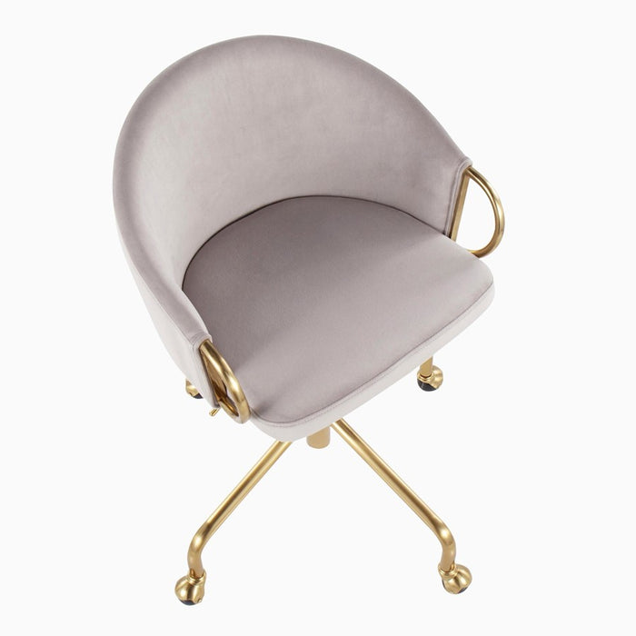 LumiSource Claire Task Chair in Gold Metal/Silver Velvet
