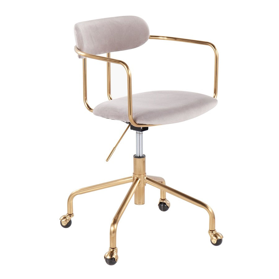 LumiSource Demi Office Chair in Gold Metal/Silver Velvet - OC-DEMIAUVSV