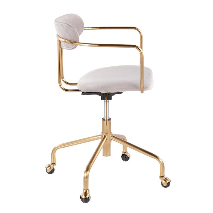 LumiSource Demi Office Chair in Gold Metal/Silver Velvet