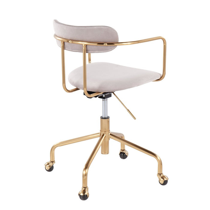 LumiSource Demi Office Chair in Gold Metal/Silver Velvet