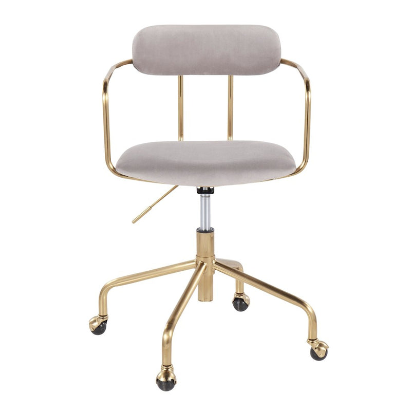 LumiSource Demi Office Chair in Gold Metal/Silver Velvet