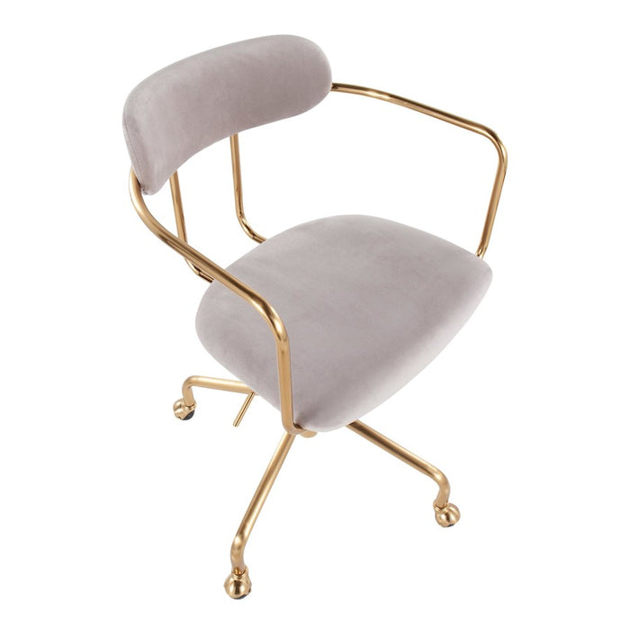 LumiSource Demi Office Chair in Gold Metal/Silver Velvet