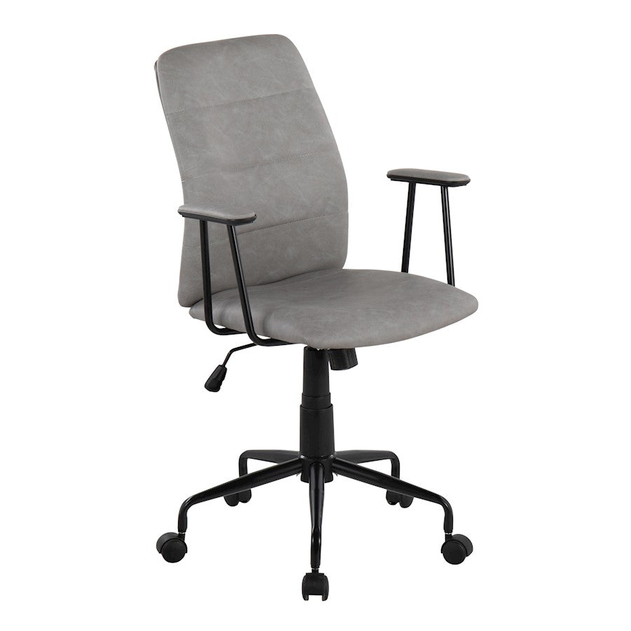 LumiSource Fredrick Office Chair, Black Metal/Grey PU - OC-FREDBKDGY