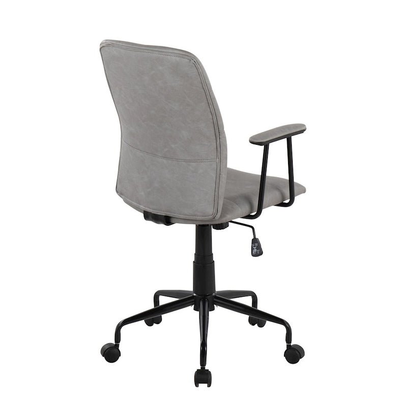 LumiSource Fredrick Office Chair, Black Metal/Grey PU