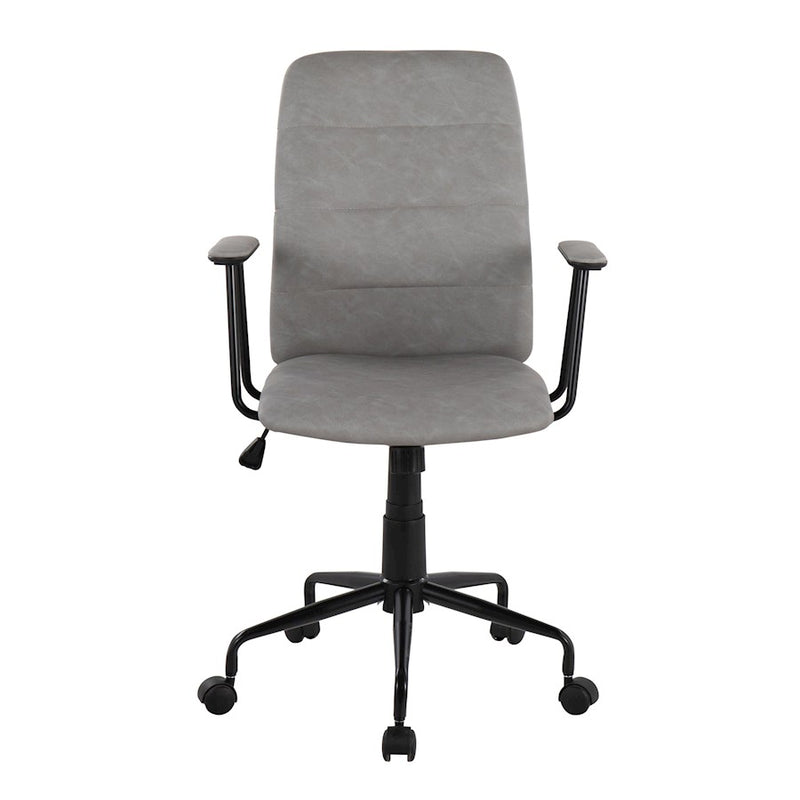 LumiSource Fredrick Office Chair, Black Metal/Grey PU