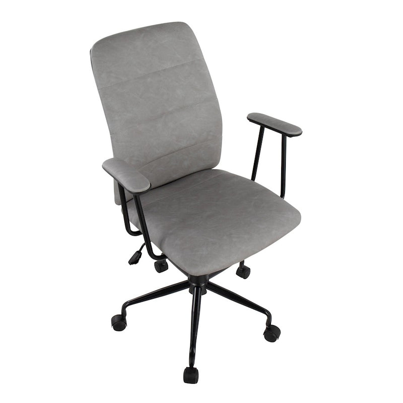 LumiSource Fredrick Office Chair, Black Metal/Grey PU