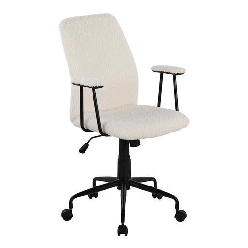 LumiSource Fredrick Office Chair, Black Metal/White Sherpa - OC-FREDSHERPABKW