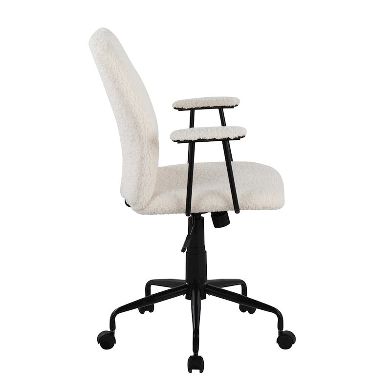 LumiSource Fredrick Office Chair, Black Metal/White Sherpa