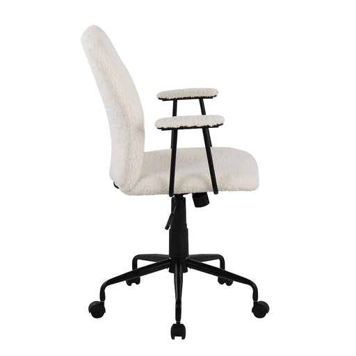 LumiSource Fredrick Office Chair, Black Metal/White Sherpa