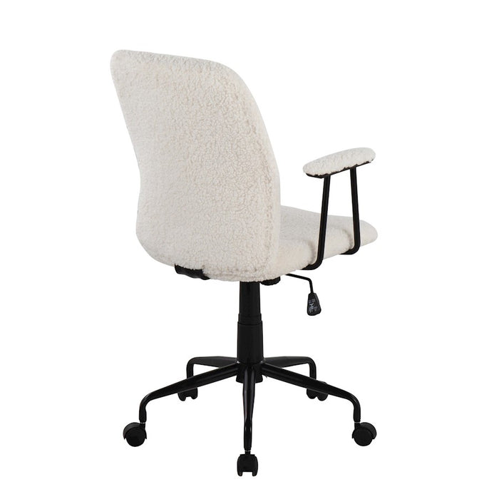 LumiSource Fredrick Office Chair, Black Metal/White Sherpa