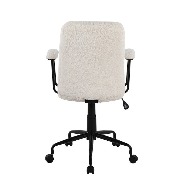 LumiSource Fredrick Office Chair, Black Metal/White Sherpa
