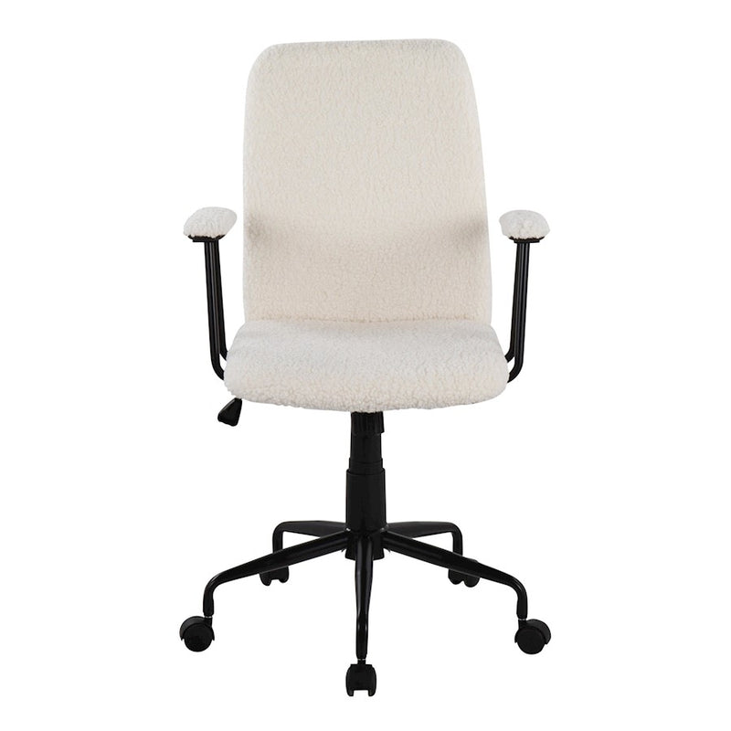 LumiSource Fredrick Office Chair, Black Metal/White Sherpa