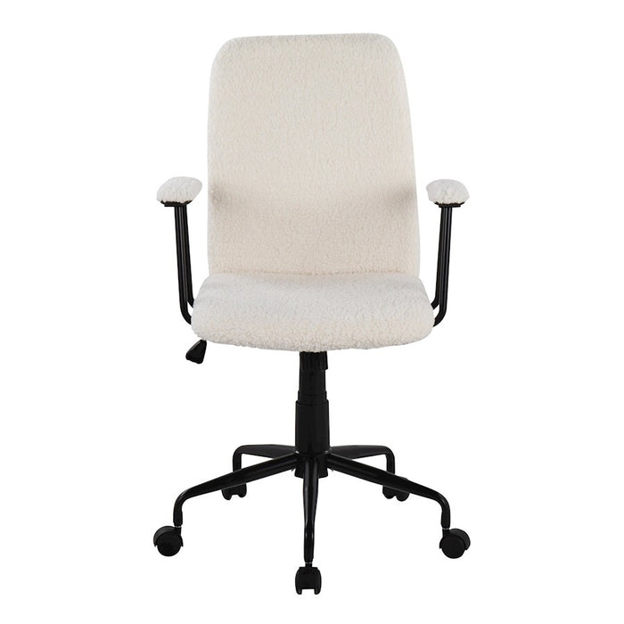 LumiSource Fredrick Office Chair, Black Metal/White Sherpa