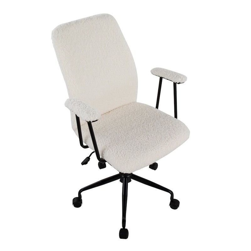 LumiSource Fredrick Office Chair, Black Metal/White Sherpa