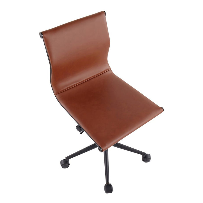 LumiSource Mirage Task Chair in Black Steel/Camel PU