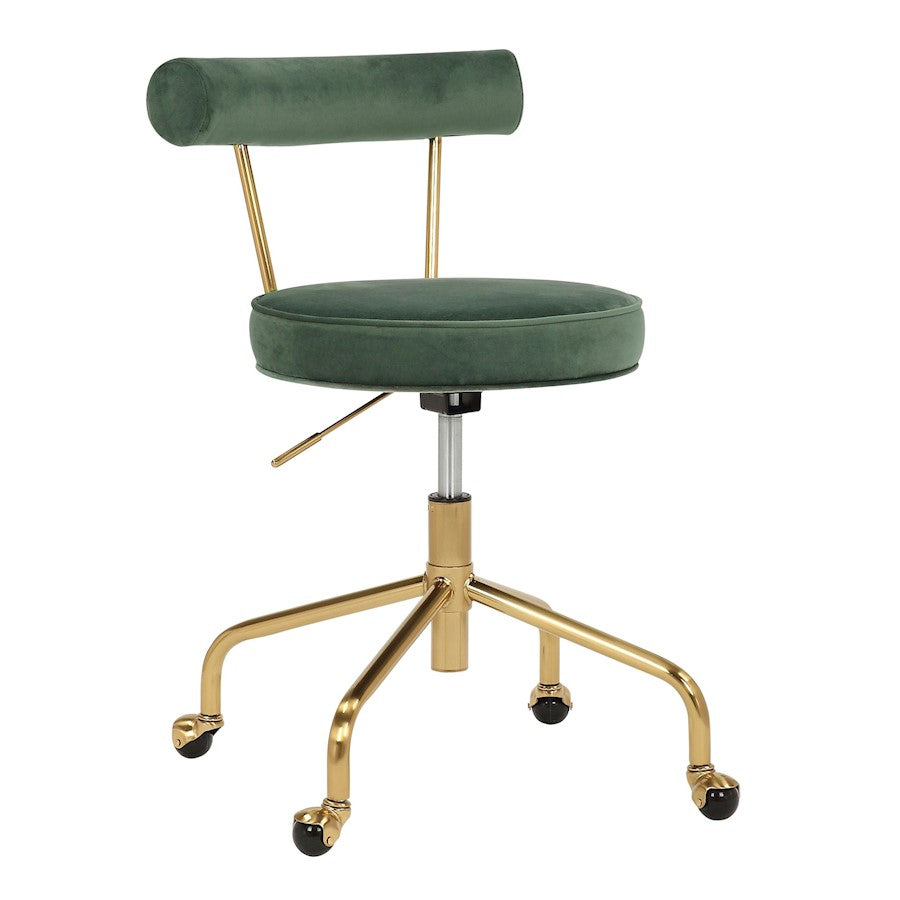 LumiSource Rhonda Task Chair in Gold Steel/Light Green Velvet - OC-RHONDAAULGN