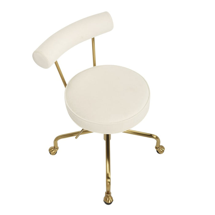 LumiSource Rhonda Task Chair in Gold Steel/Cream Velvet