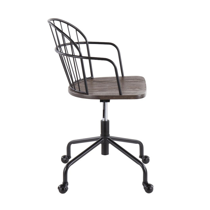 LumiSource Riley Office Chair in Black Metal/Dark Walnut Wood