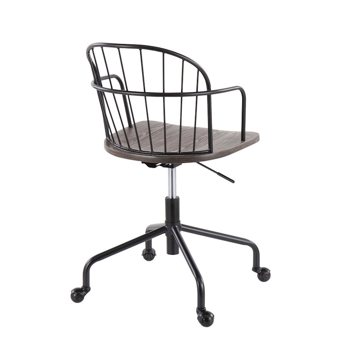 LumiSource Riley Office Chair in Black Metal/Dark Walnut Wood