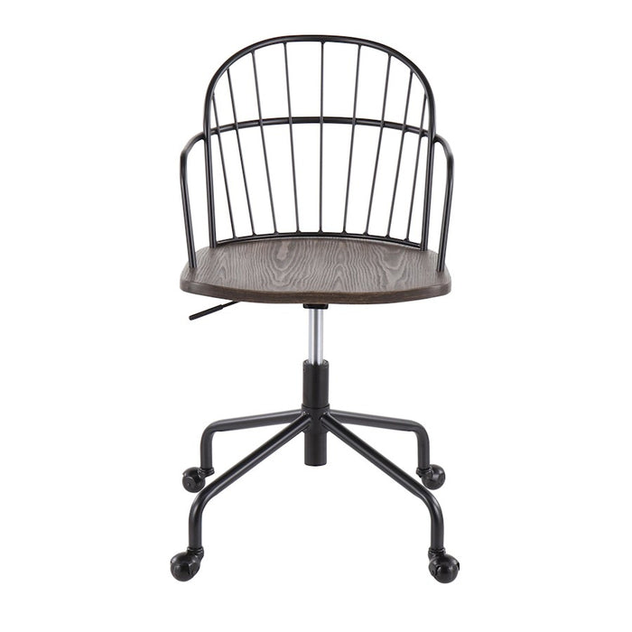 LumiSource Riley Office Chair in Black Metal/Dark Walnut Wood