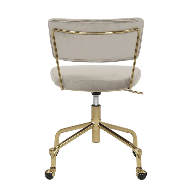 LumiSource Tania Task Chair in Gold Metal/Silver Velvet