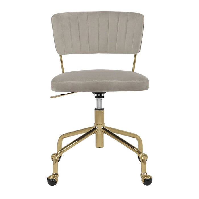 LumiSource Tania Task Chair in Gold Metal/Silver Velvet