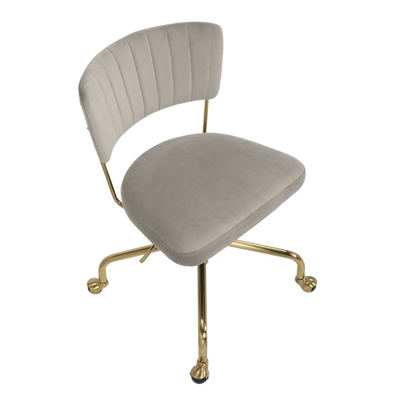 LumiSource Tania Task Chair in Gold Metal/Silver Velvet