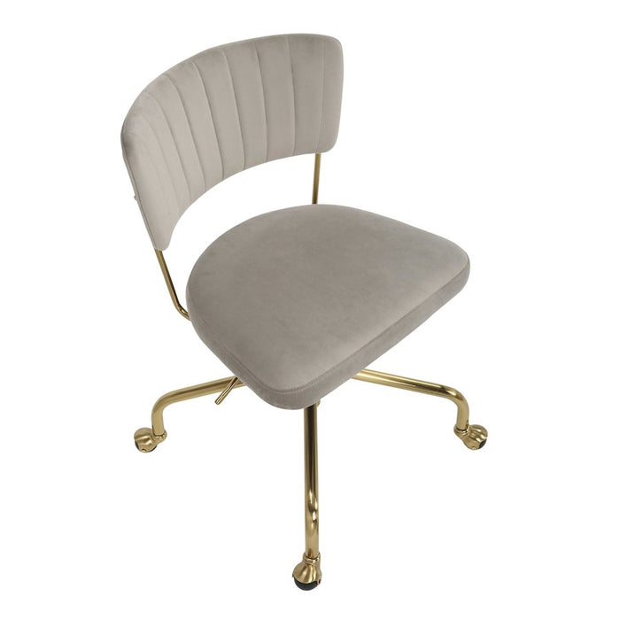 LumiSource Tania Task Chair in Gold Metal/Silver Velvet