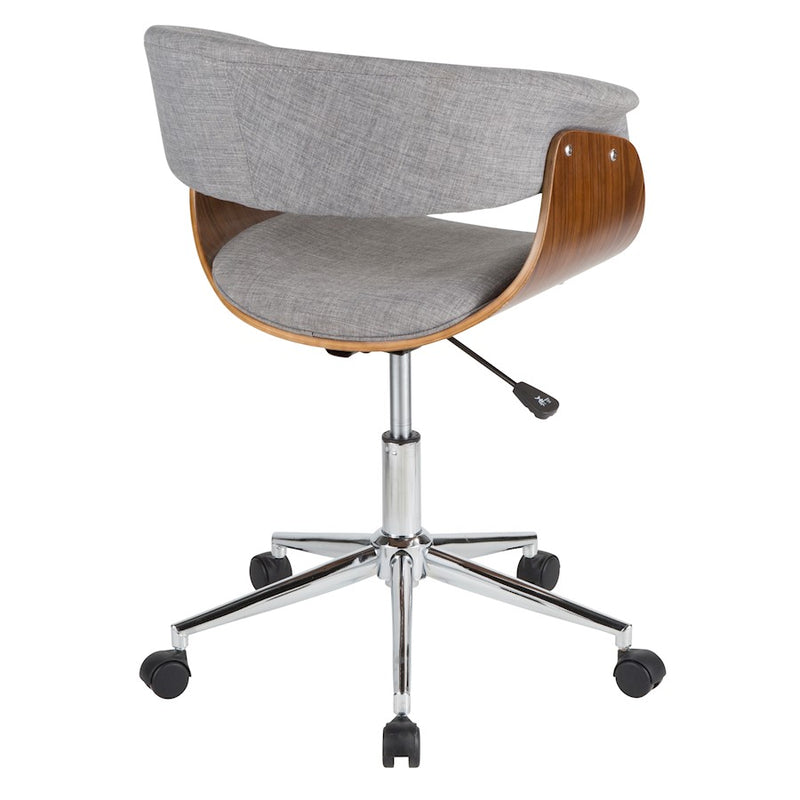 LumiSource Vintage Mod Office Chair | Walnut & Grey Fabric | Mid-Century Home Office | 25 x 24.75 x 30-34 in | Model OC-VMOWL-LGY