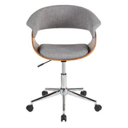 LumiSource Vintage Mod Office Chair | Walnut & Grey Fabric | Mid-Century Home Office | 25 x 24.75 x 30-34 in | Model OC-VMOWL-LGY