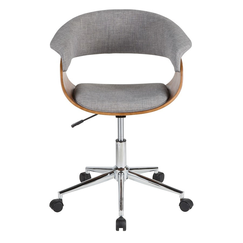 LumiSource Vintage Mod Office Chair | Walnut & Grey Fabric | Mid-Century Home Office | 25 x 24.75 x 30-34 in | Model OC-VMOWL-LGY