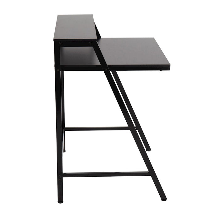 LumiSource 2-tier Office Desk in Black Steel/Black MDF