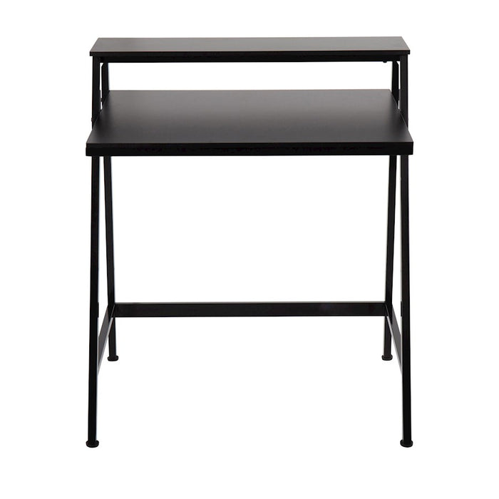 LumiSource 2-tier Office Desk in Black Steel/Black MDF