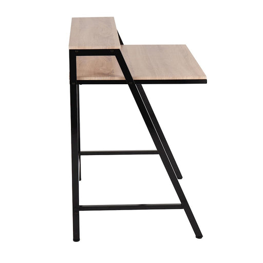 LumiSource 2-tier Office Desk in Black Steel/Natural MDF