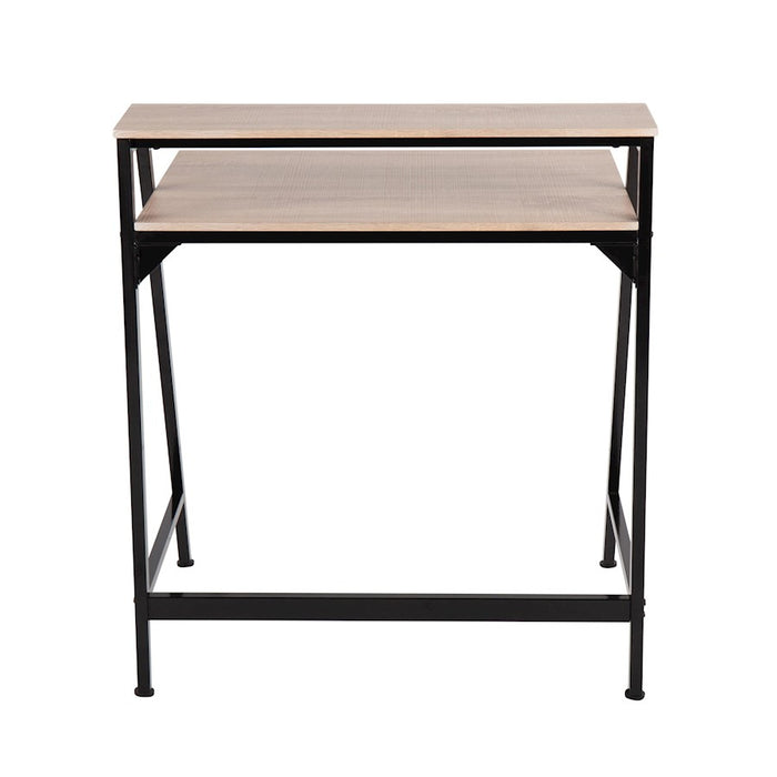 LumiSource 2-tier Office Desk in Black Steel/Natural MDF
