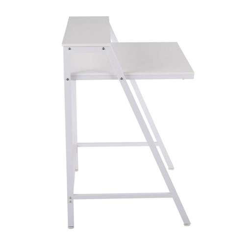 LumiSource 2-tier Office Desk in White Steel/White MDF