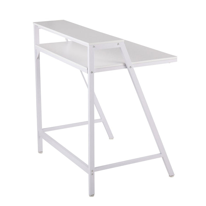 LumiSource 2-tier Office Desk in White Steel/White MDF