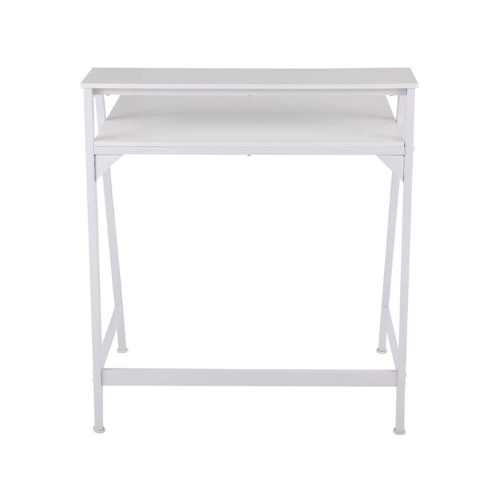 LumiSource 2-tier Office Desk in White Steel/White MDF