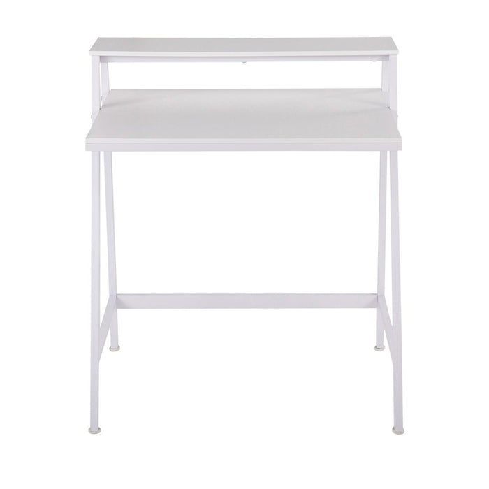 LumiSource 2-tier Office Desk in White Steel/White MDF