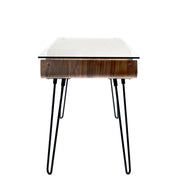 LumiSource Avery Desk | Walnut & Clear Glass & Black Steel | Home Office & Study | 44.5 x 23 x 31 in | Model OFD-AVERYWL