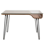LumiSource Avery Desk | Walnut & Clear Glass & Black Steel | Home Office & Study | 44.5 x 23 x 31 in | Model OFD-AVERYWL